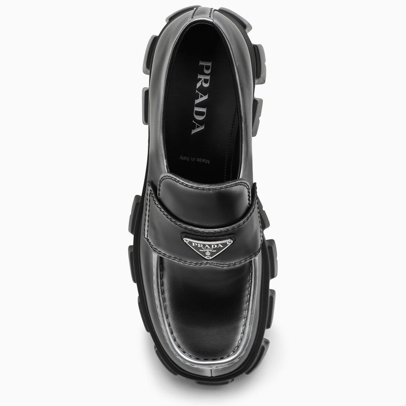 Monolith loafer in black and silver shaded leather