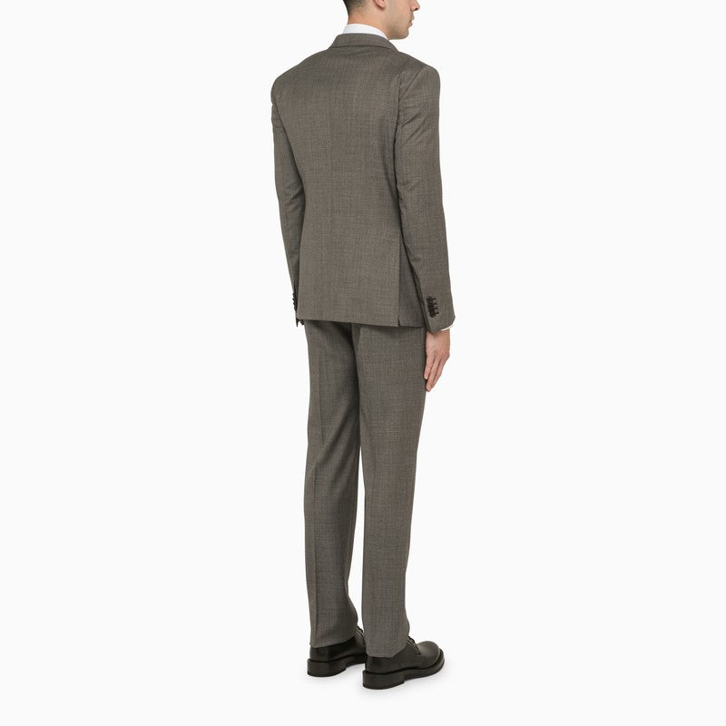 Grey double-breasted wool suit