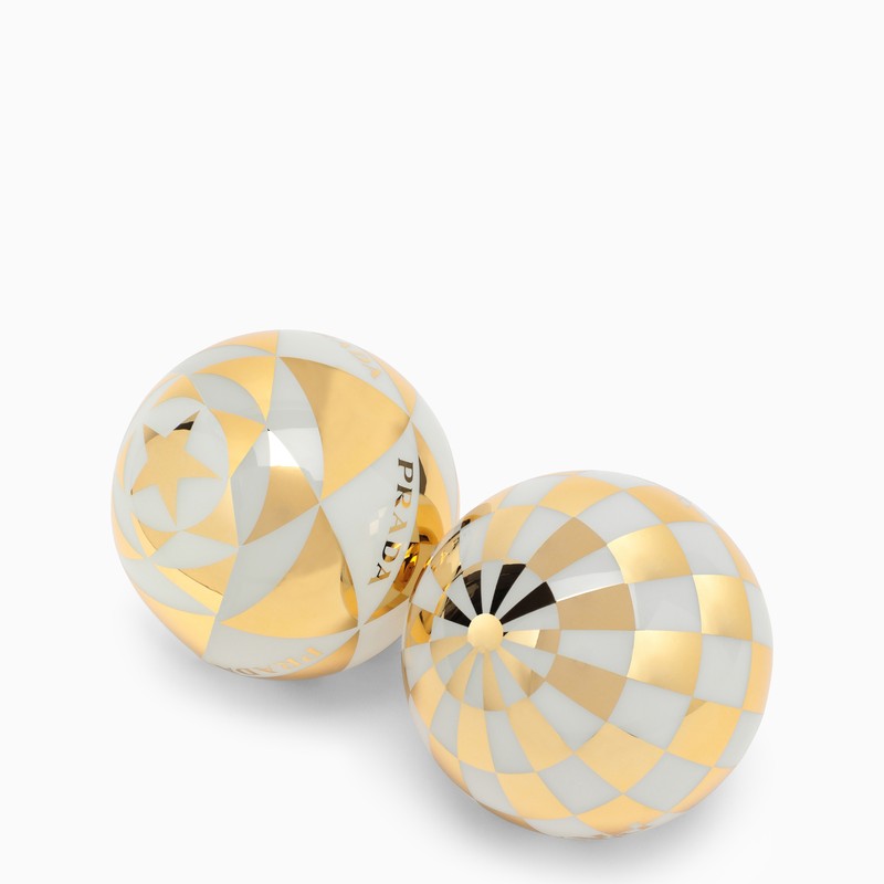 Set of white/gold Christmas balls