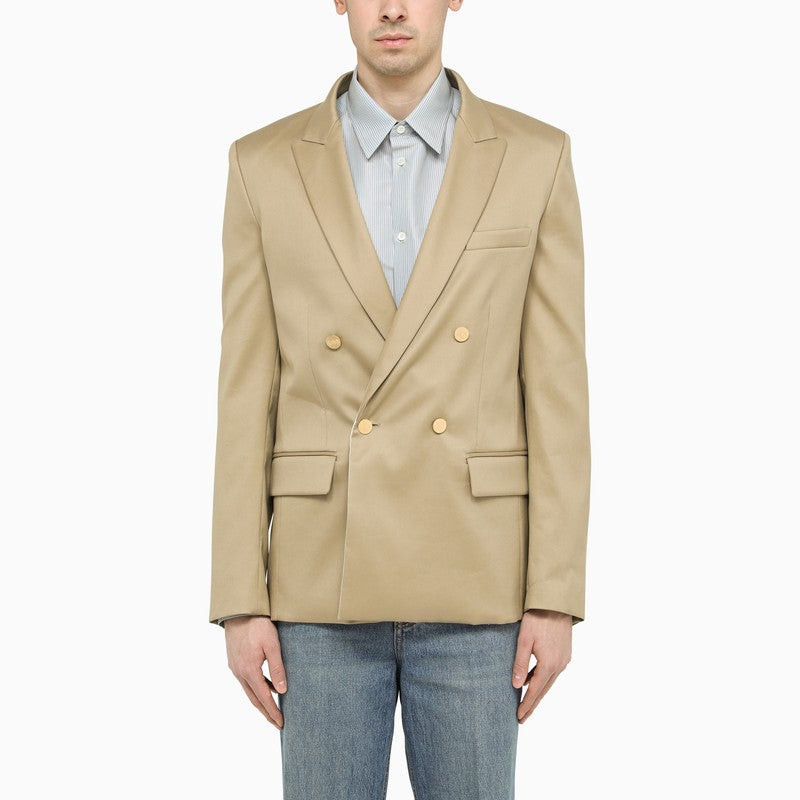 Sand cotton double-breasted jacket