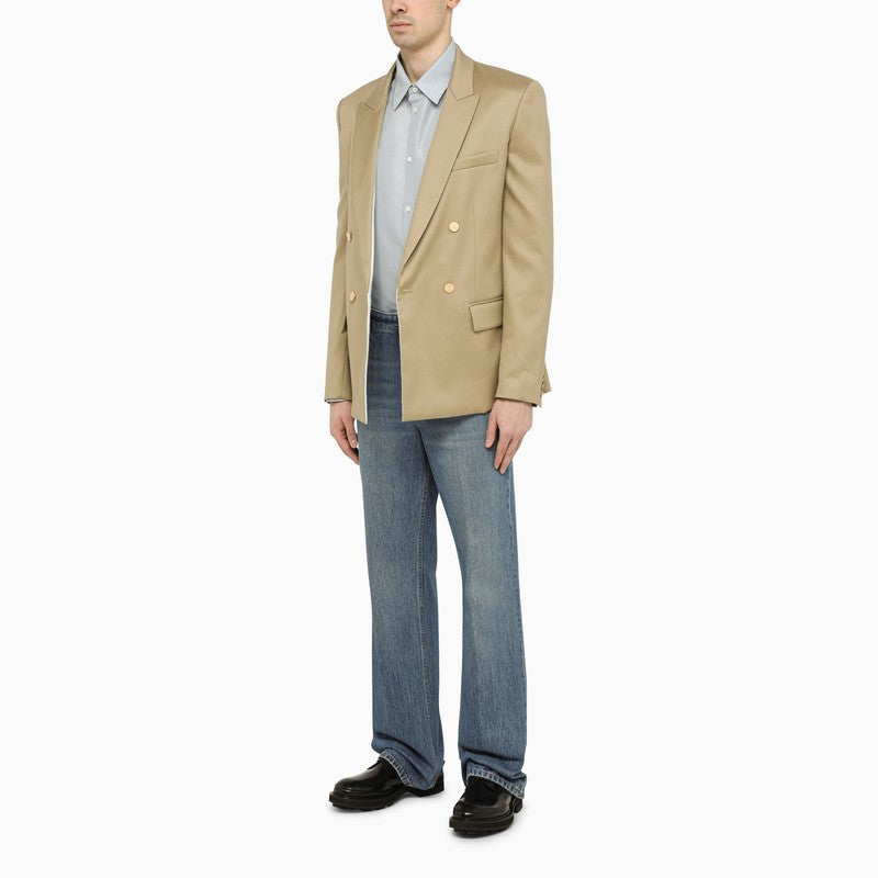 Sand cotton double-breasted jacket