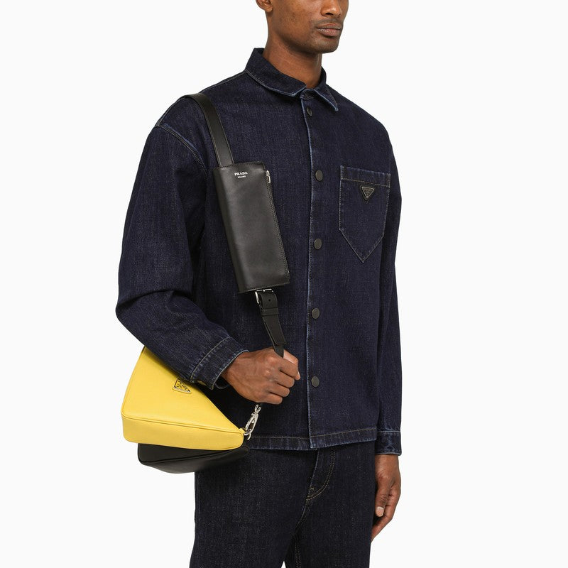 Black and yellow Saffiano messenger bag
