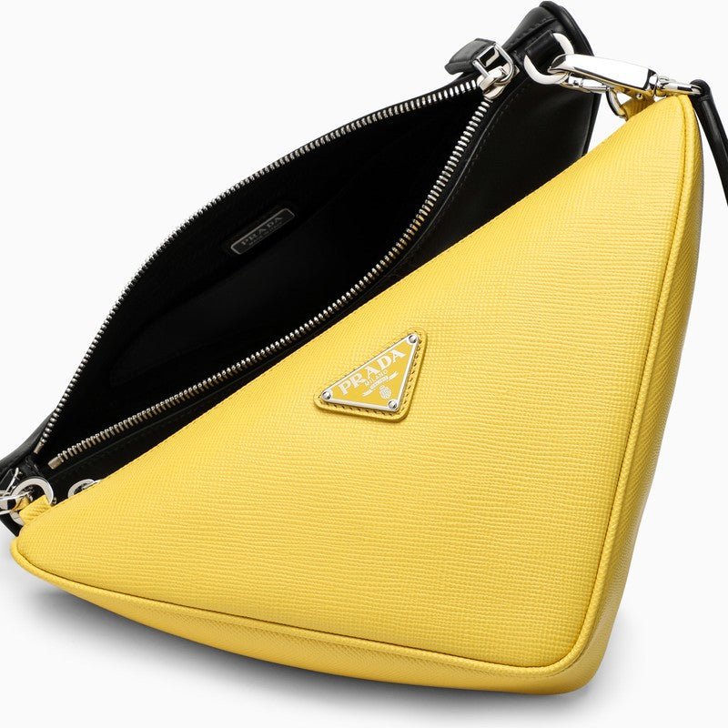 Black and yellow Saffiano messenger bag