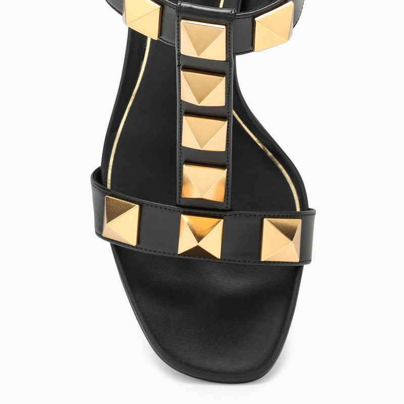 Black Roman Stud sandal with heel