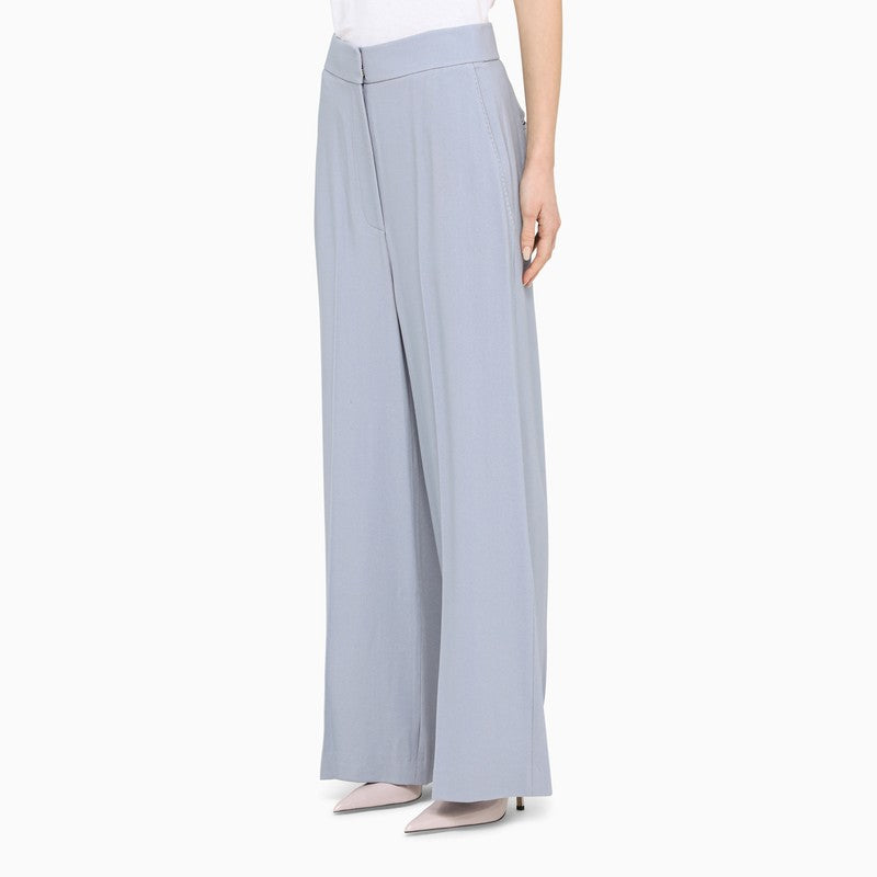Light blue wool and viscose wide trousers