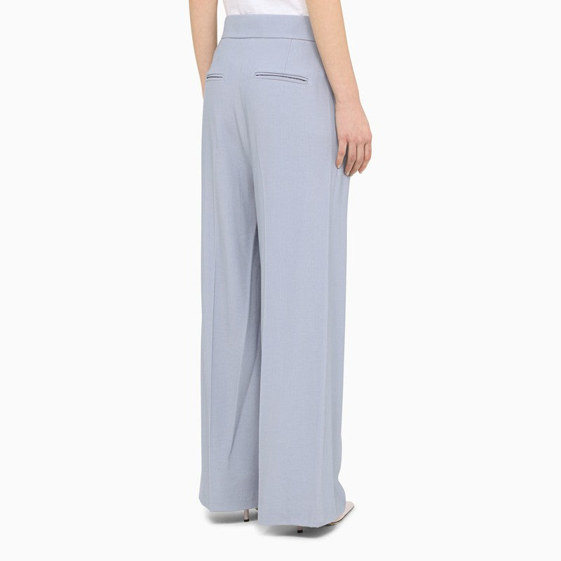 Light blue wool and viscose wide trousers