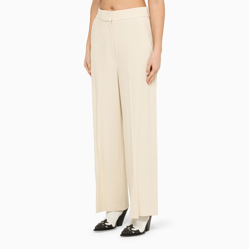 Ivory wool wide trousers
