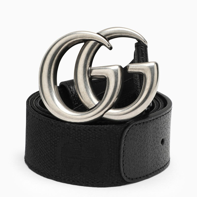 Black GG Marmont belt in leather and fabric