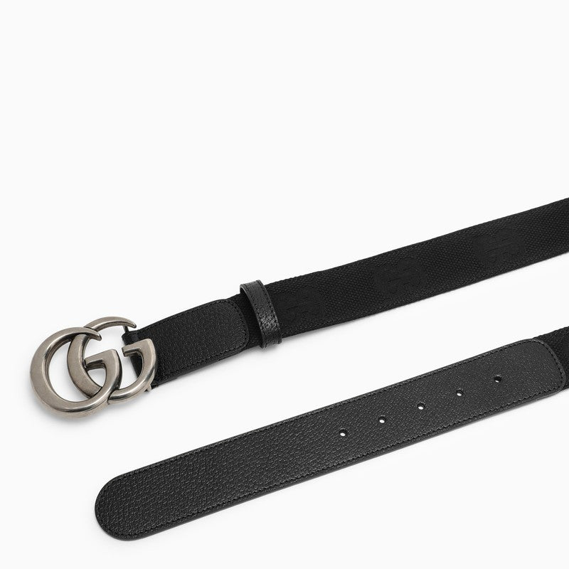 Black GG Marmont belt in leather and fabric