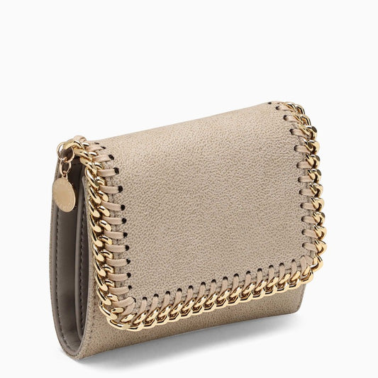 Beige/gold small Falabella wallet