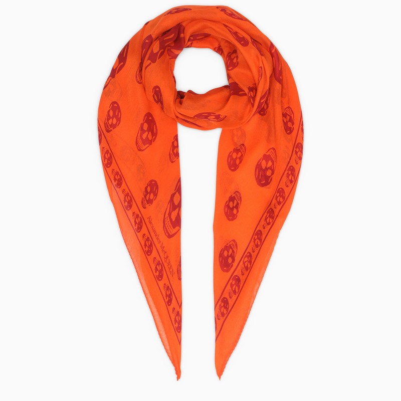Orange foulard with skulls print