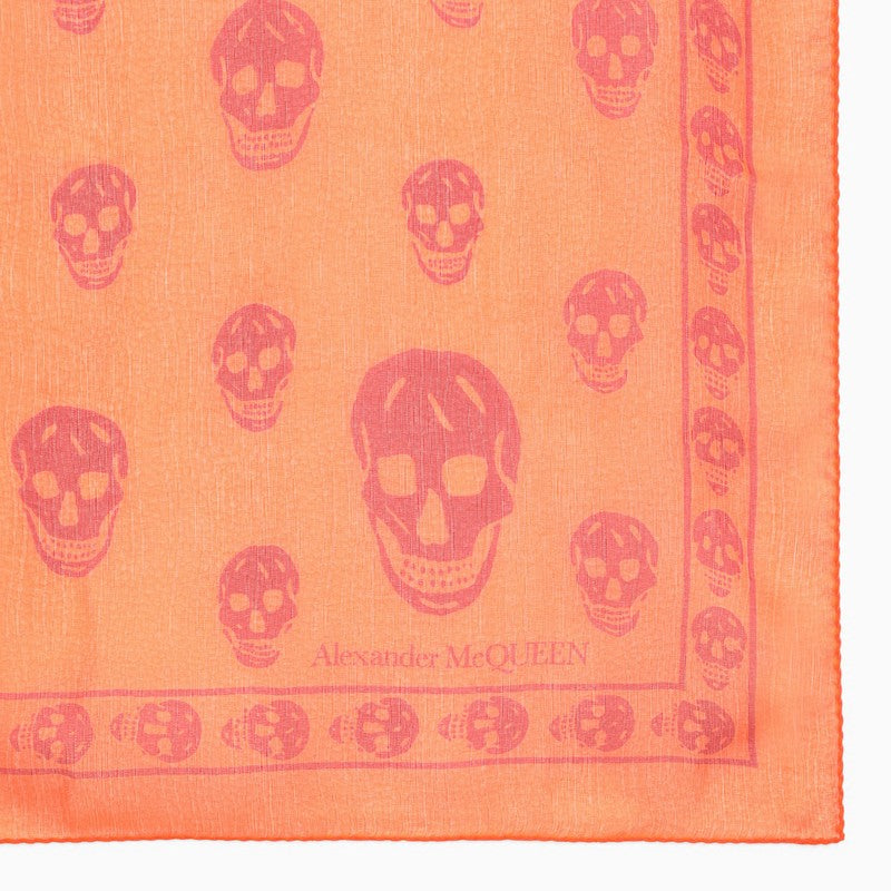 Orange foulard with skulls print