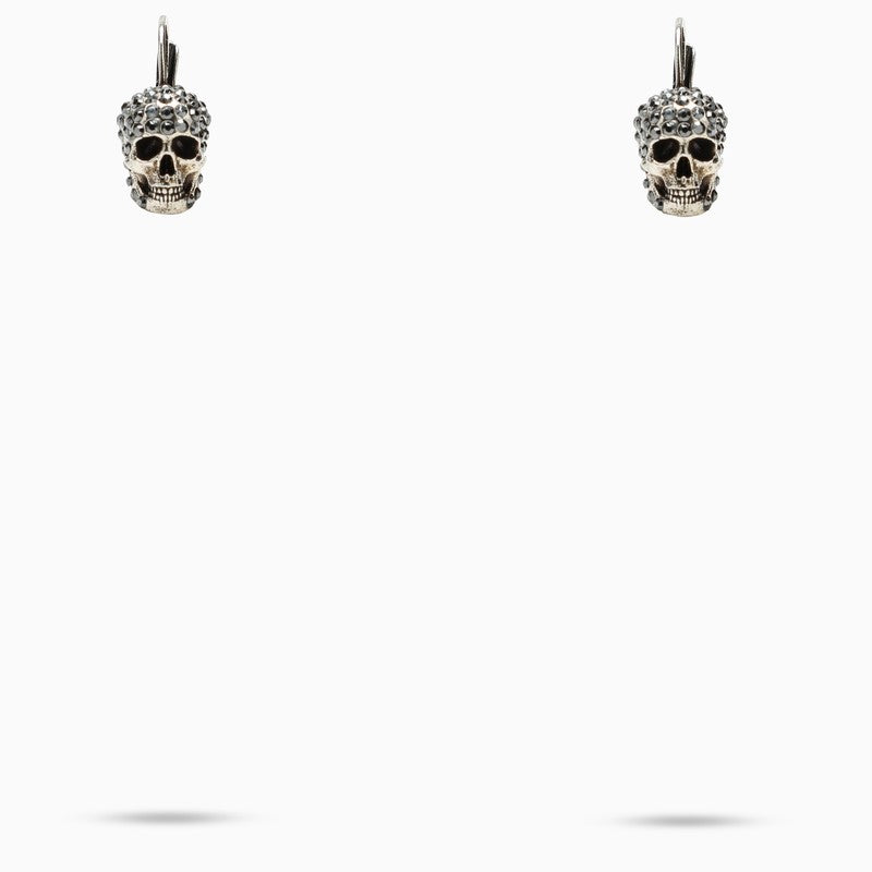 Silver-tone skull earrings