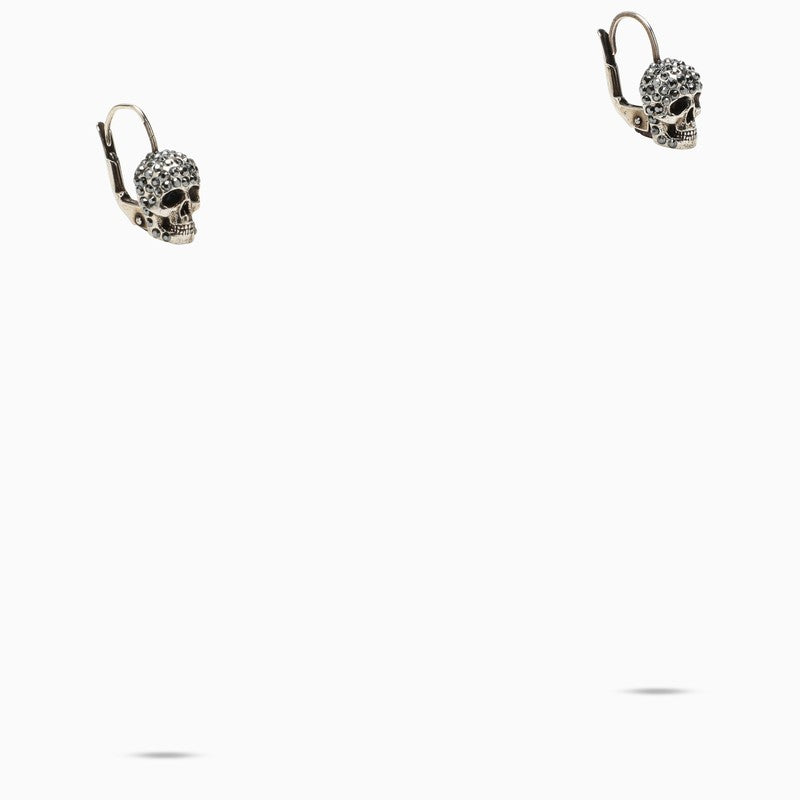 Silver-tone skull earrings