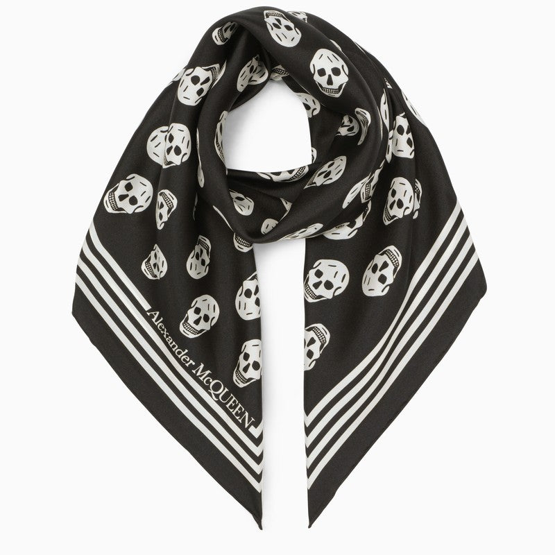 Black and white skull-print foulard