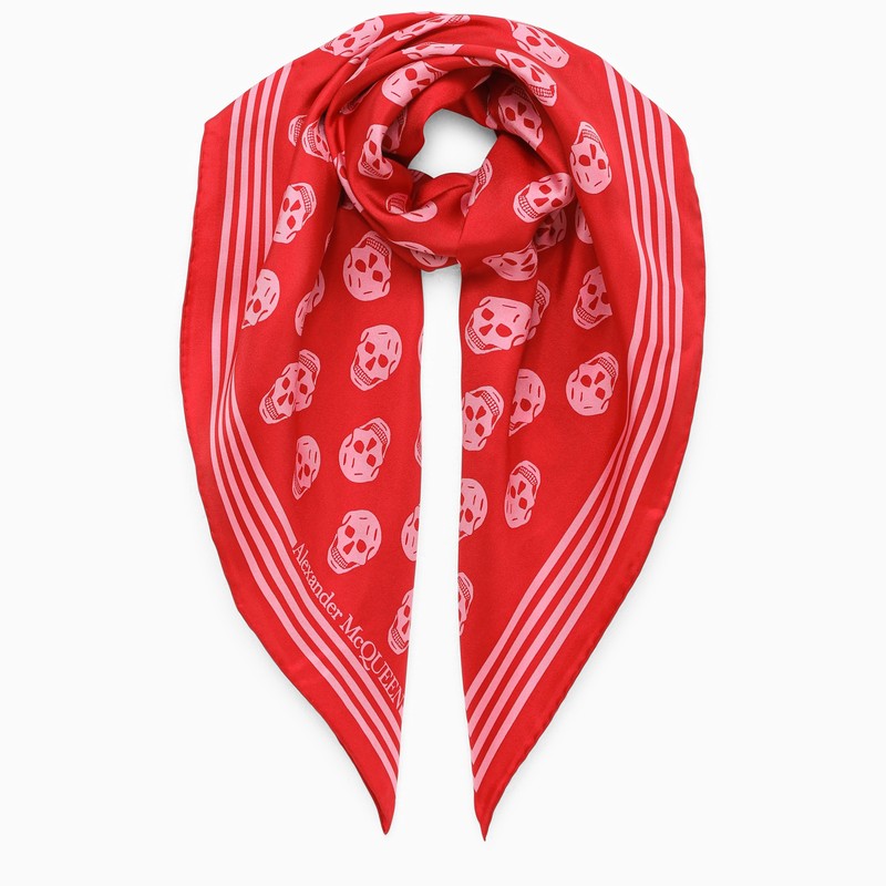 Red foulard with skulls print