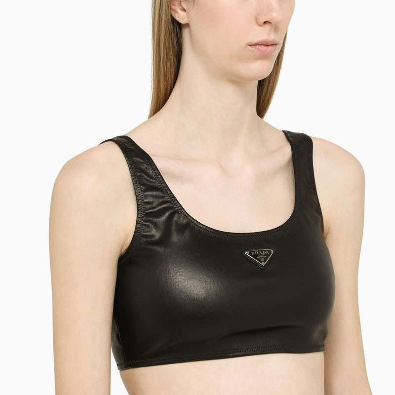 Black leather sports top