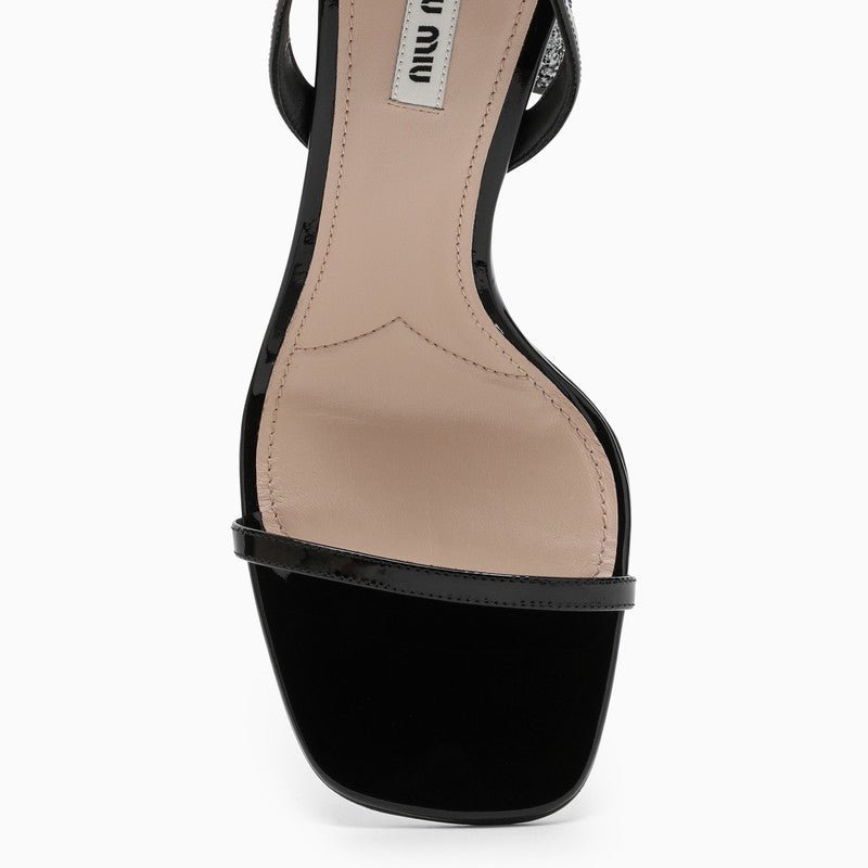 Black sandal with glitter heel