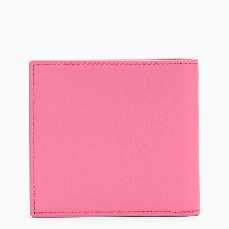 Pink leather bi-fold wallet
