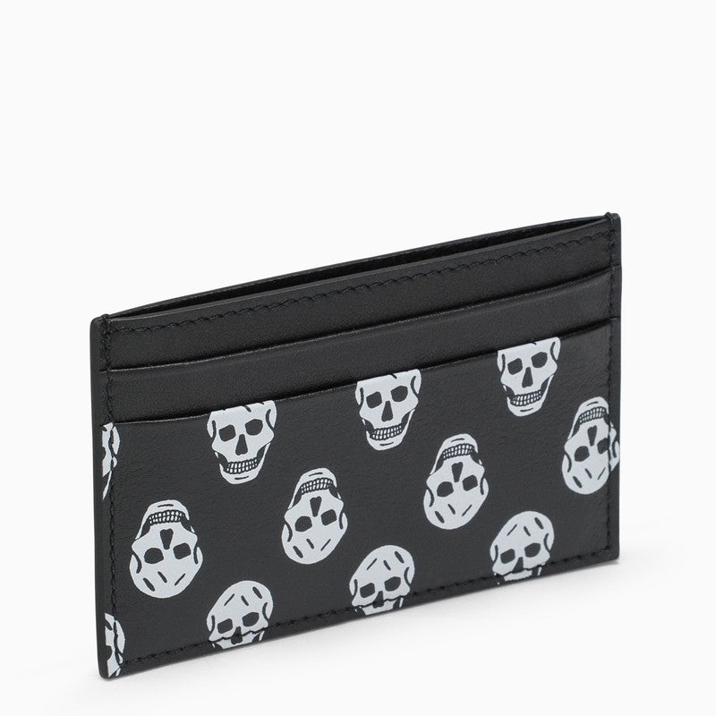 Black credit card holder with skull print