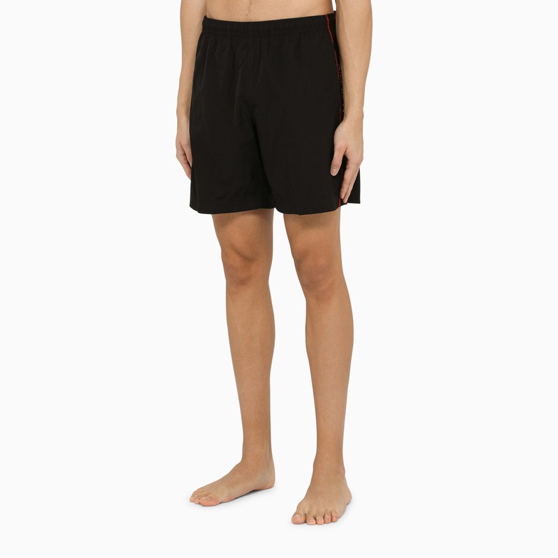 Black logoed swim shorts