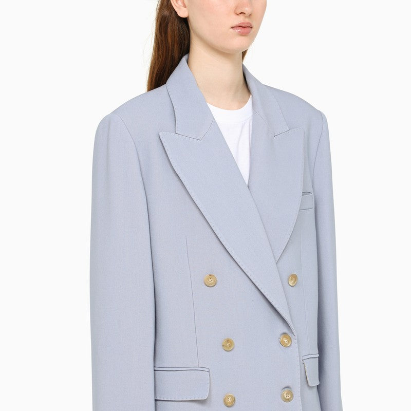 Light blue wool and viscose double-breasted blazer