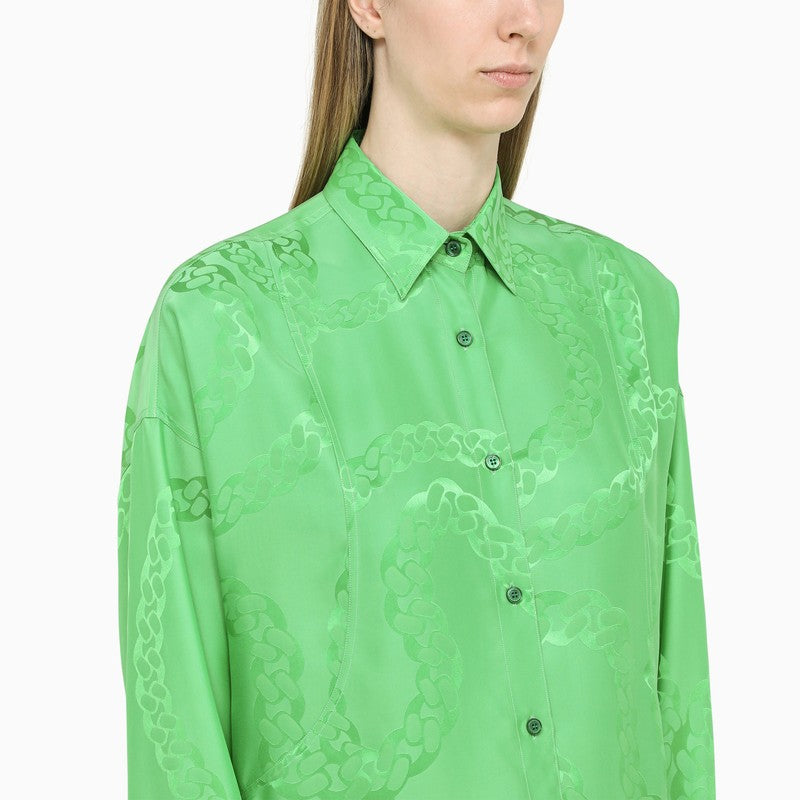 Green silk jacquard shirt