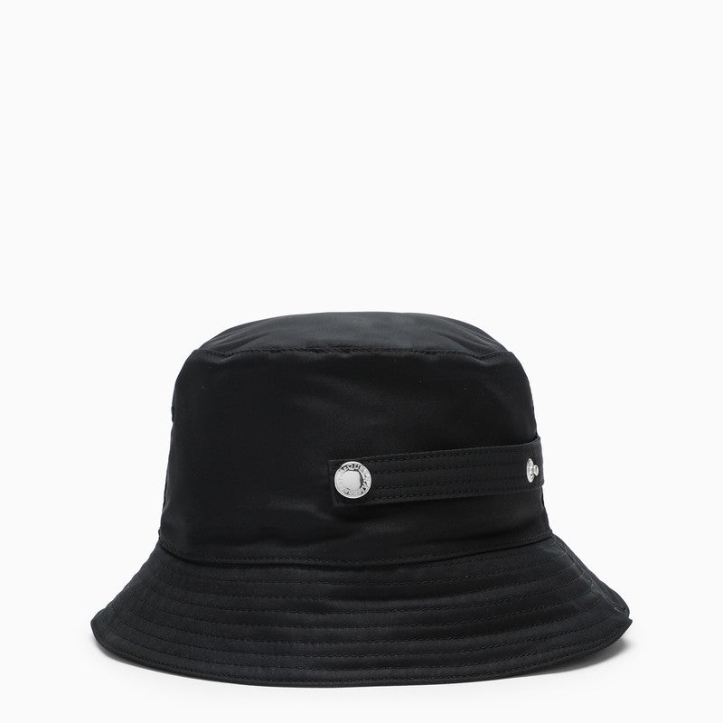 Black nylon logo-print bucket hat