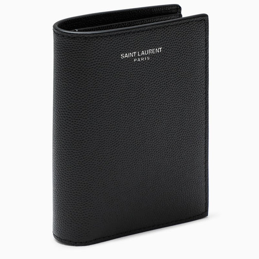 Black vertical bi-fold wallet