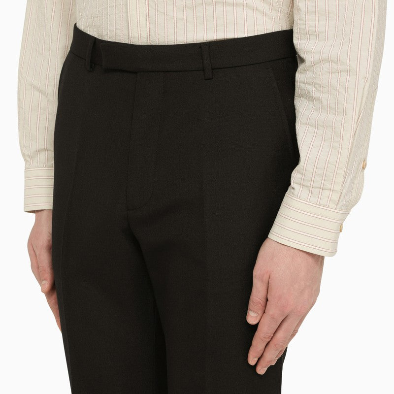 Black regular trousers in wool blend
