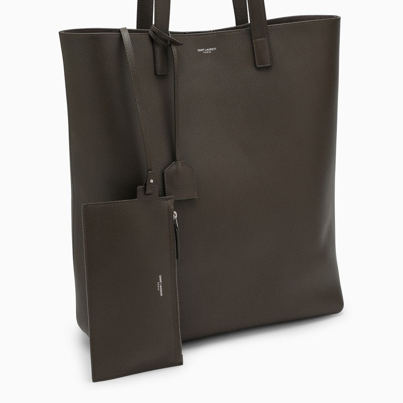 Bold khaki leather shopping bag