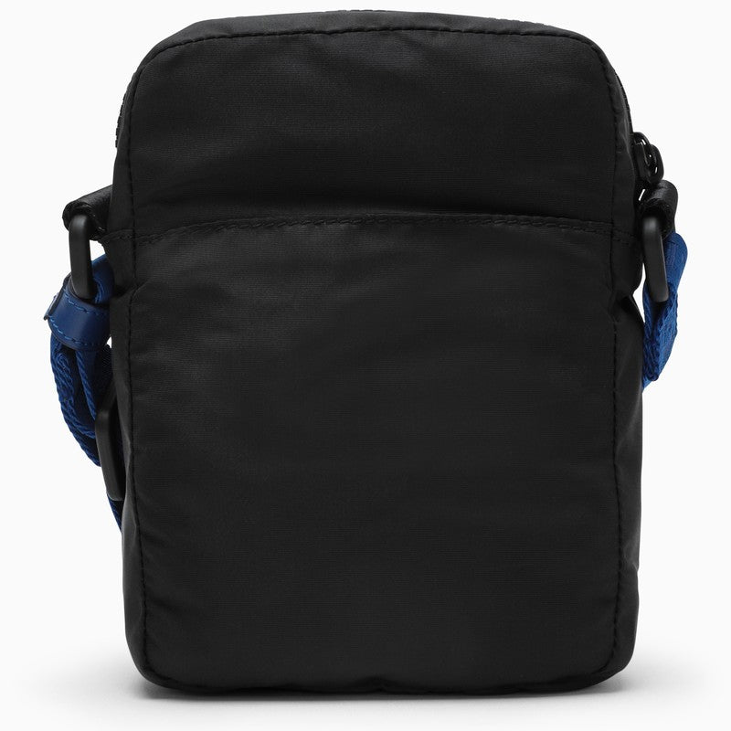 Black nylon messenger bag with logo