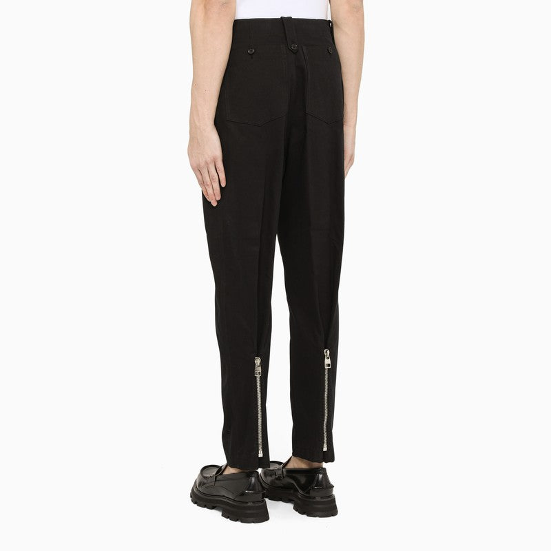 Black zip-detailing trousers