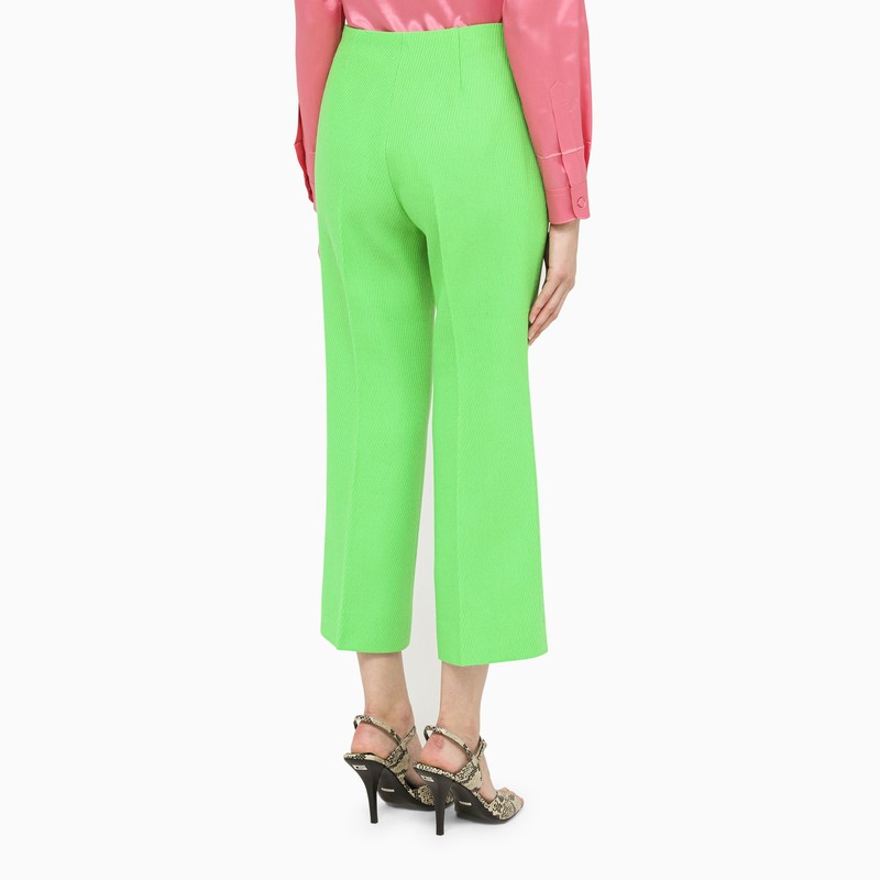 Bright green wool trousers
