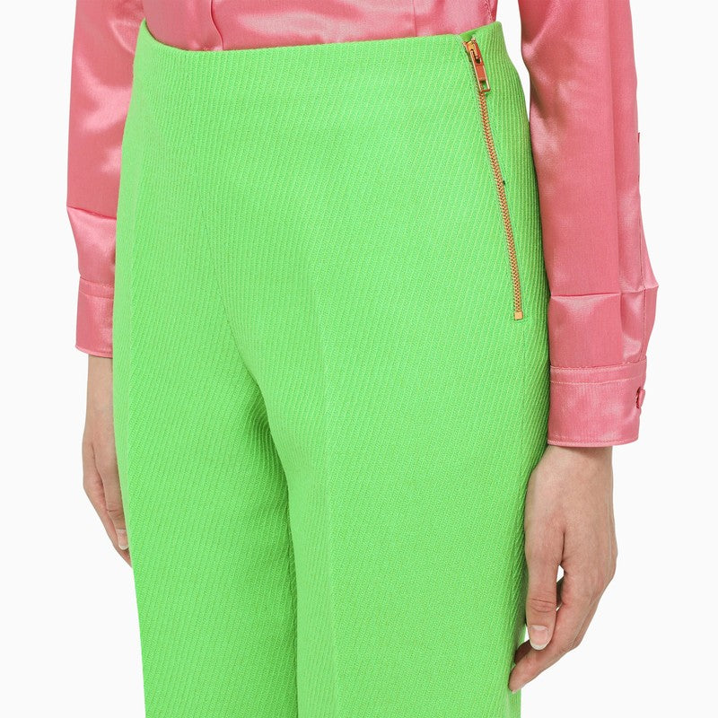 Bright green wool trousers