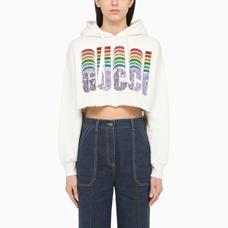 Cropped sweatshirt with Gucci embroidery