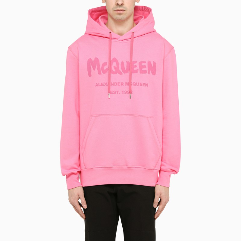 Pink hooded sweatshirt with logo