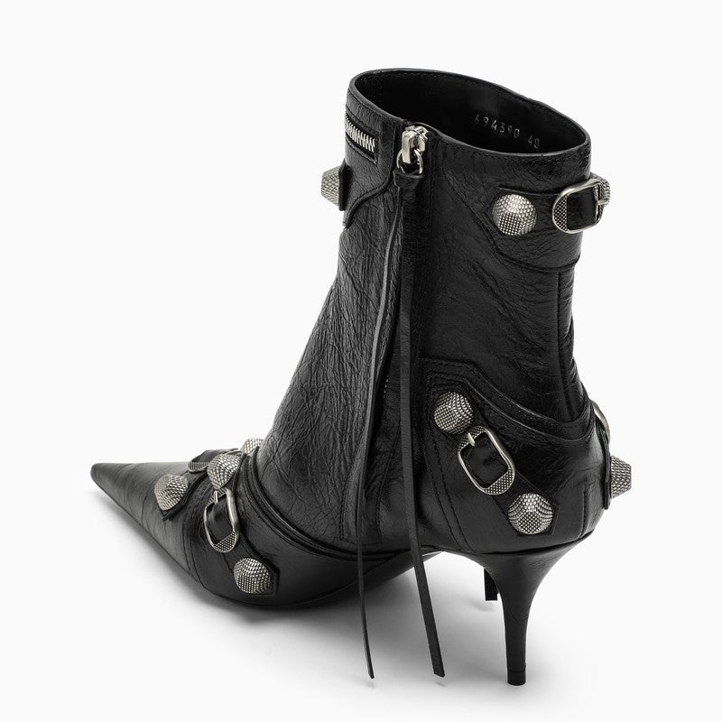 Black leather Cagole ankle boot
