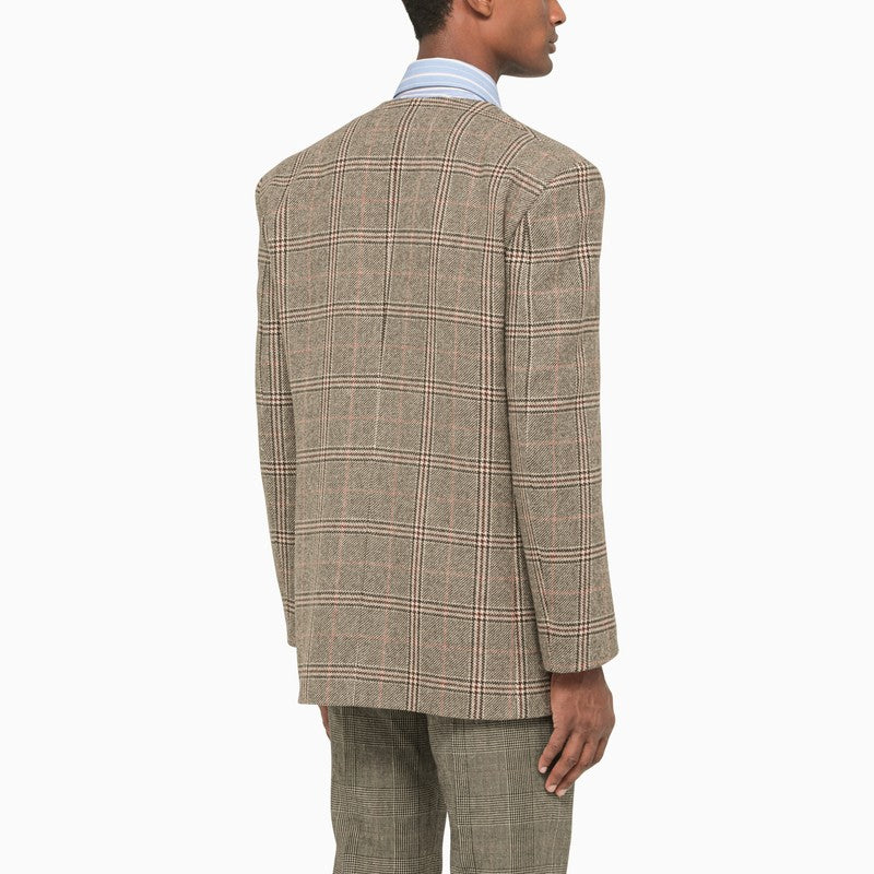 Check wool double-breasted blazer