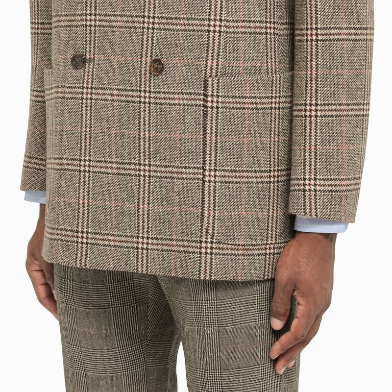 Check wool double-breasted blazer