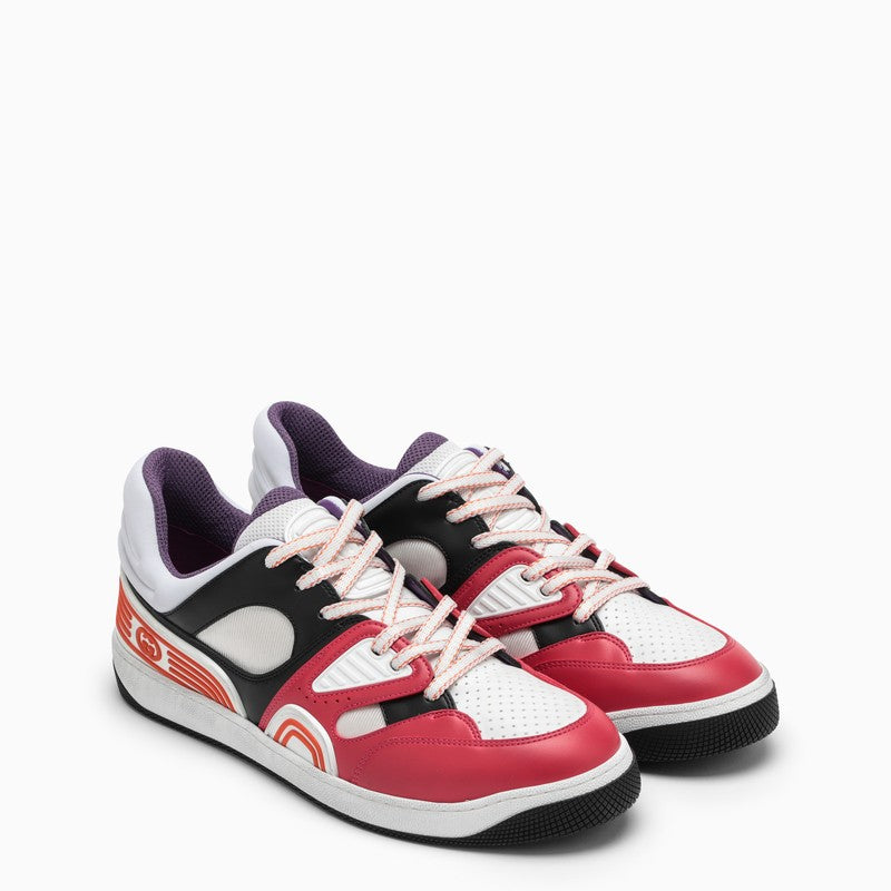 White/red/black Gucci Basket low-top sneakers
