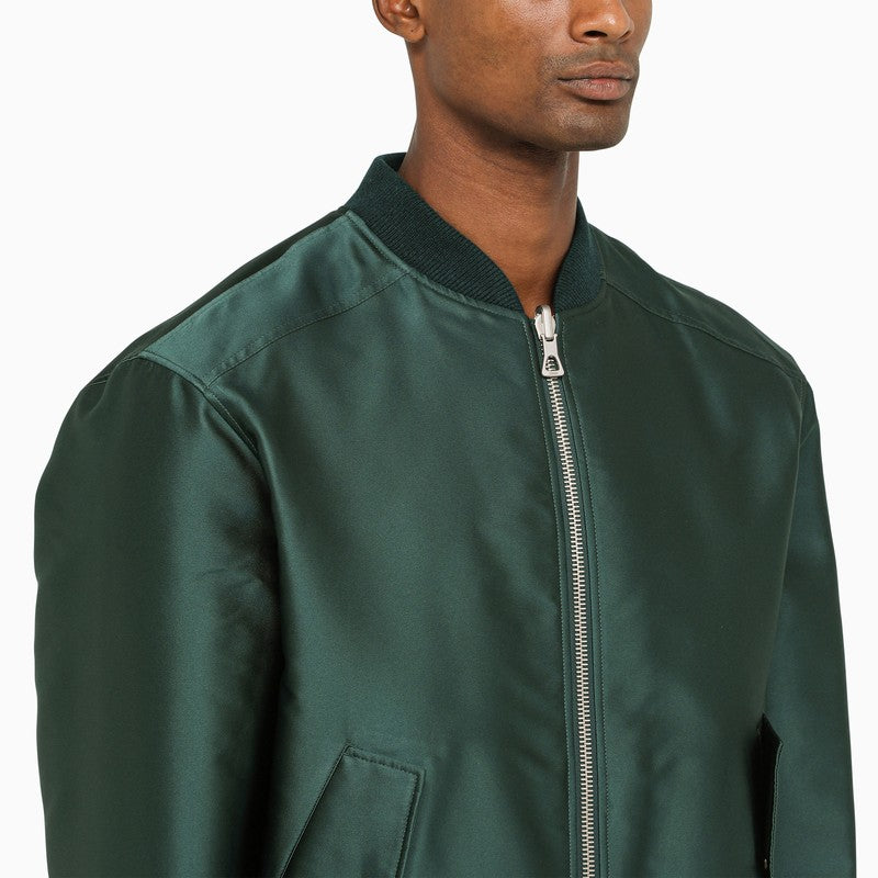 Dark green satin bomber jacket