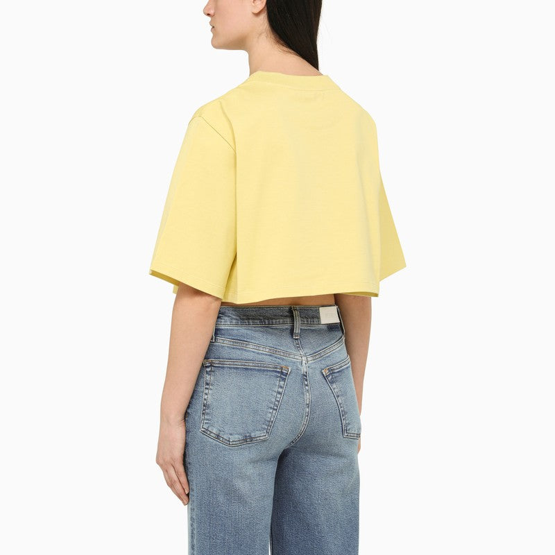 Yellow cropped crew-neck T-shirt