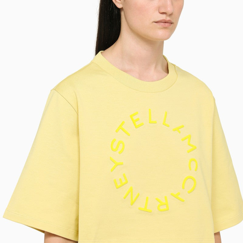 Yellow cropped crew-neck T-shirt