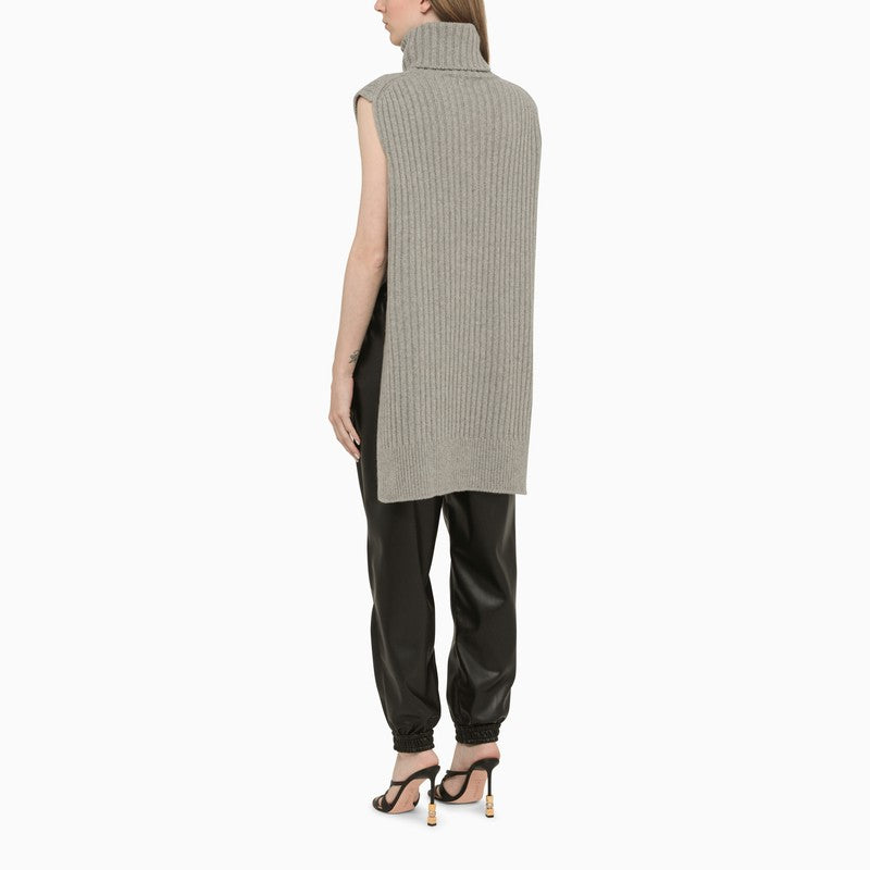 Grey sleeveless cashmere turtleneck