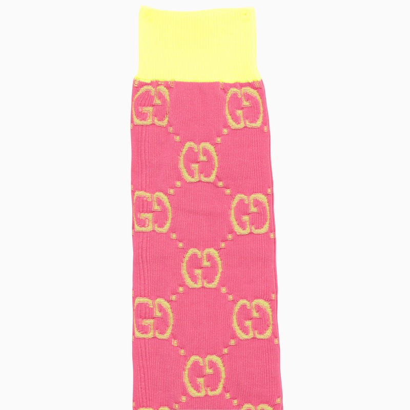 Pink and yellow socks with GG motif