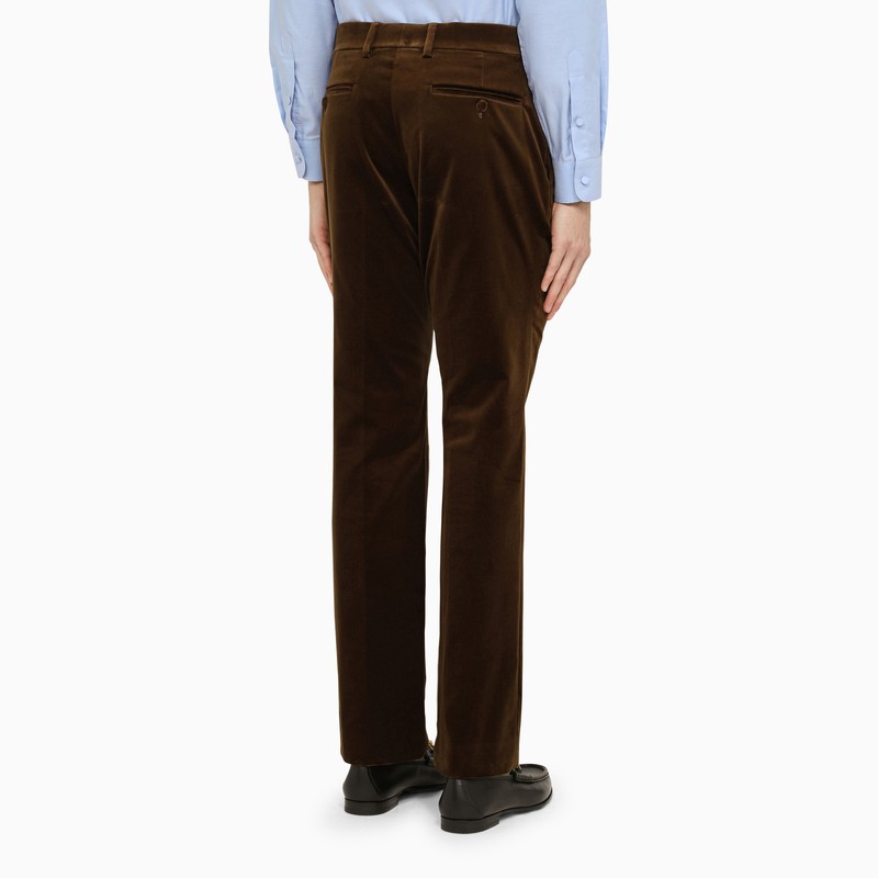 Mocha-coloured velvet trousers