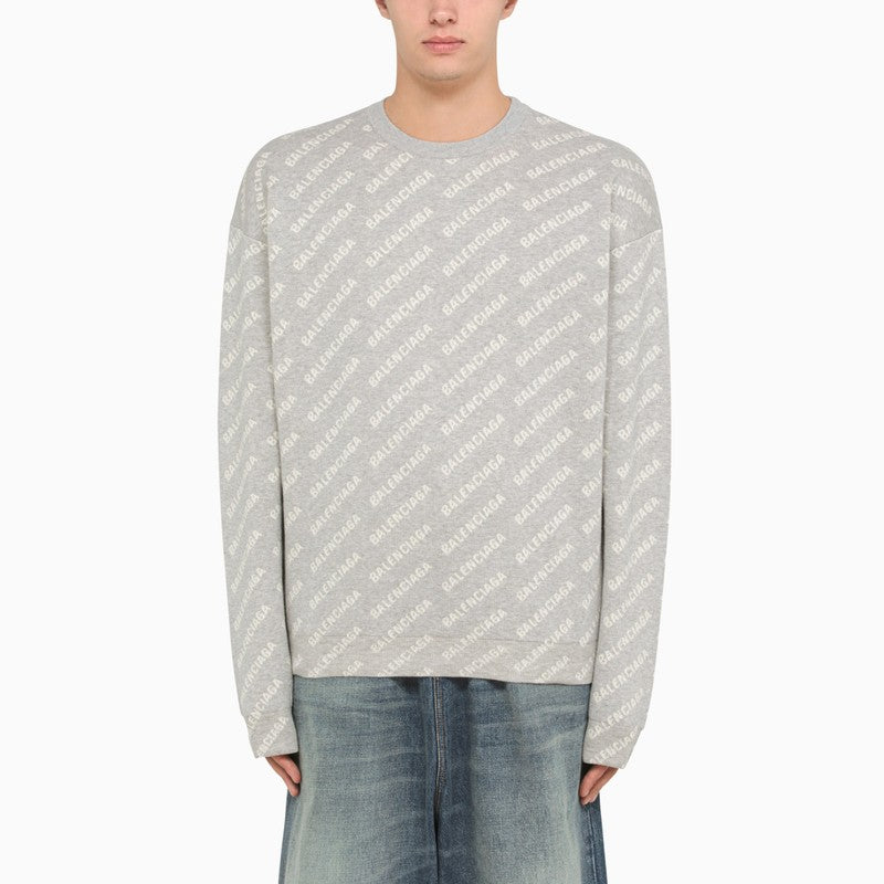 Grey cotton blend crew neck sweatshirt