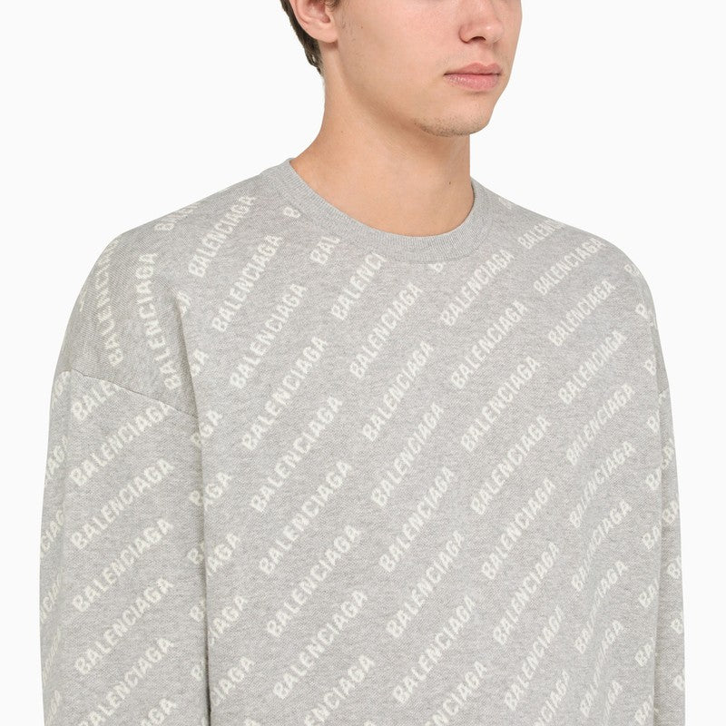Grey cotton blend crew neck sweatshirt