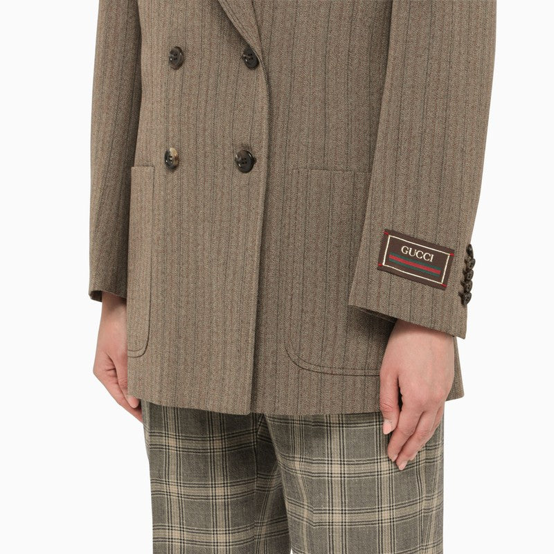 Brown wool double-breasted jacket